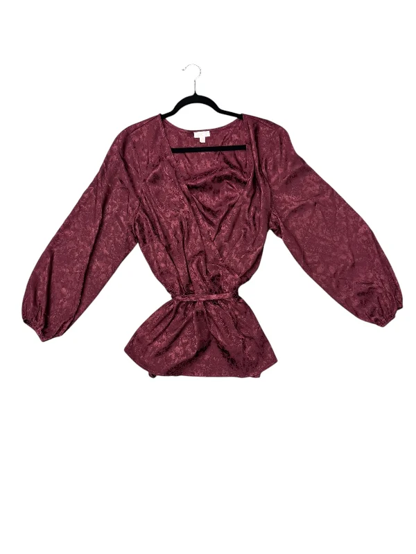 women's tops for those who love to dress up their casual looks with stylish topsTop Long Sleeve By Charming Charlie In Maroon, Size: 2x