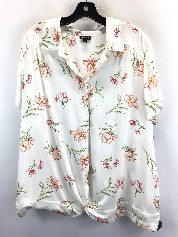 chic women's tops for everyday wearFloral Print Top 3/4 Sleeve Torrid, Size 2x