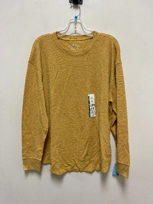 women's tops for glamorous eveningsTop Long Sleeve Basic By Time And Tru In Yellow, Size: 3x