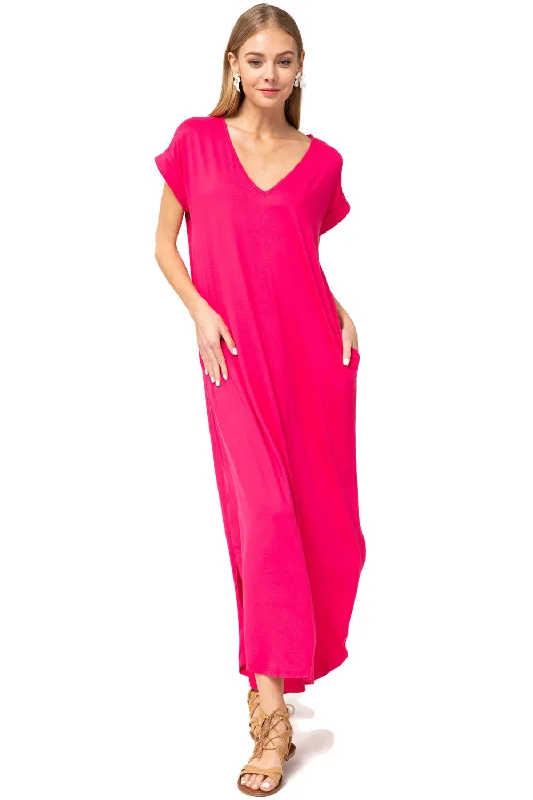 Wrap DressEveryday Pocket Maxi Dress, Hot Pink