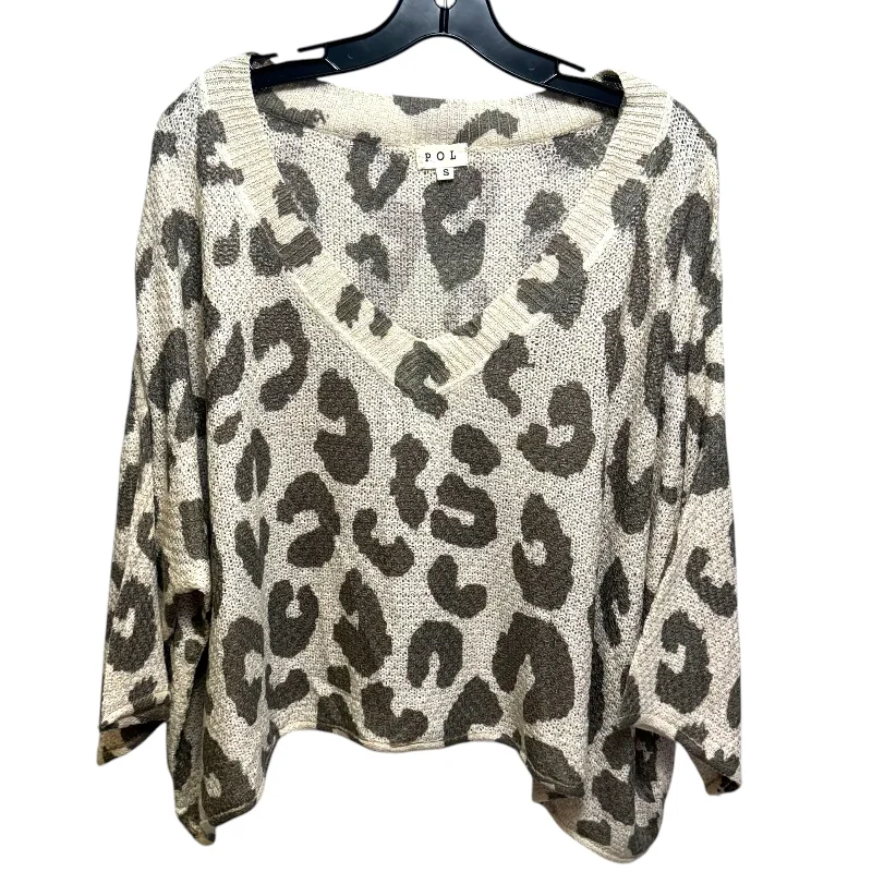 women's tops with ruffled hemsTop Long Sleeve By Pol In Animal Print, Size: S