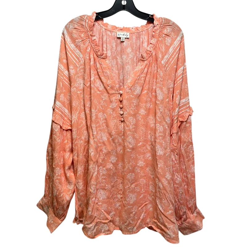 women's tops for those who prefer classic over trendy stylesTop Long Sleeve By Wonderly In Peach, Size: 3x