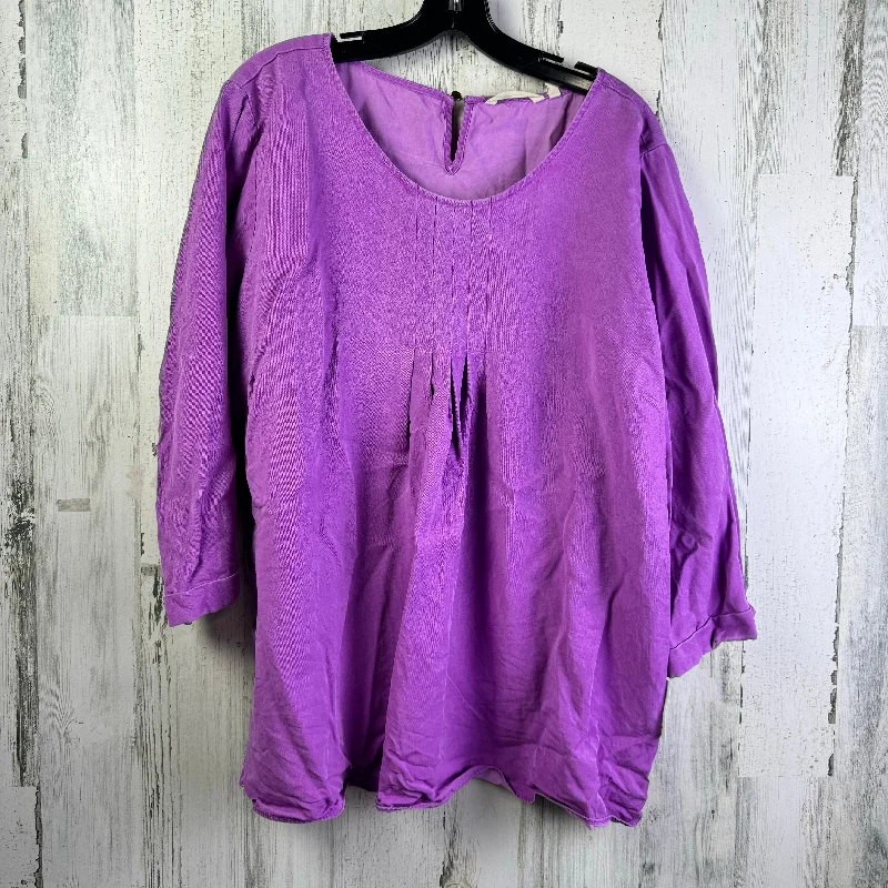 women's tops for those who want to add a personal touch to their wardrobe with unique and one-of-a-kind piecesPurple Top 3/4 Sleeve Soft Surroundings, Size 2x