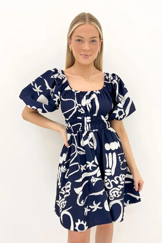 Off-The-Shoulder DressTate Mini Dress Navy Haven