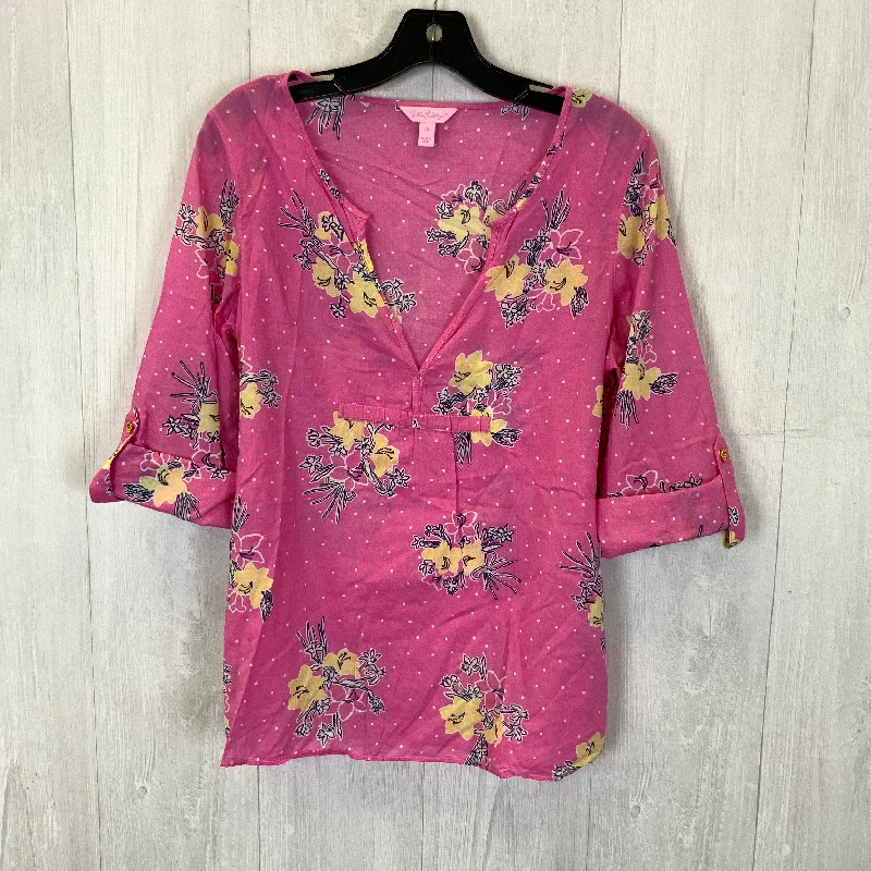 women's tops with sequin embellishmentsPink Top 3/4 Sleeve Lilly Pulitzer, Size M