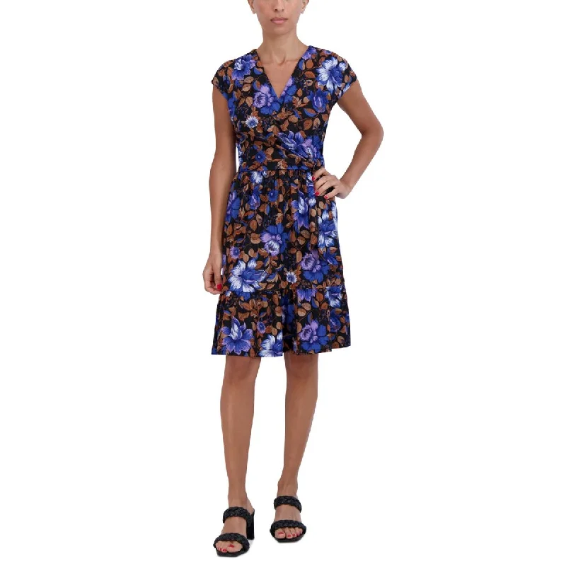 women's cinched-waist dressesSignature By Robbie Bee Womens Petites Floral A-Line Mini Dress