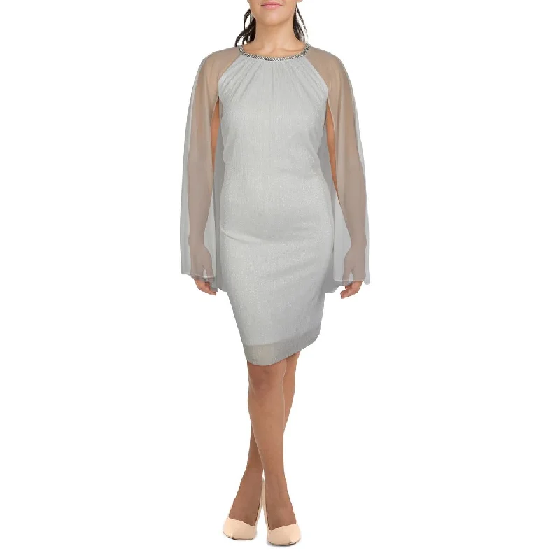 women's long-sleeved dressesR&M Richards Womens Plus Sheer Mini Sheath Dress