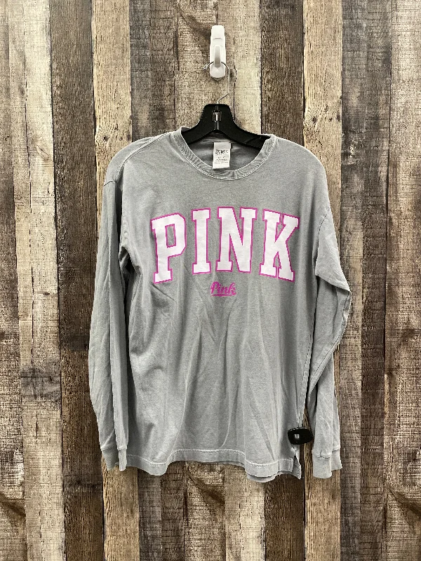 women's tops for business casual attireTop Long Sleeve By Pink In Grey & Pink, Size: Xs