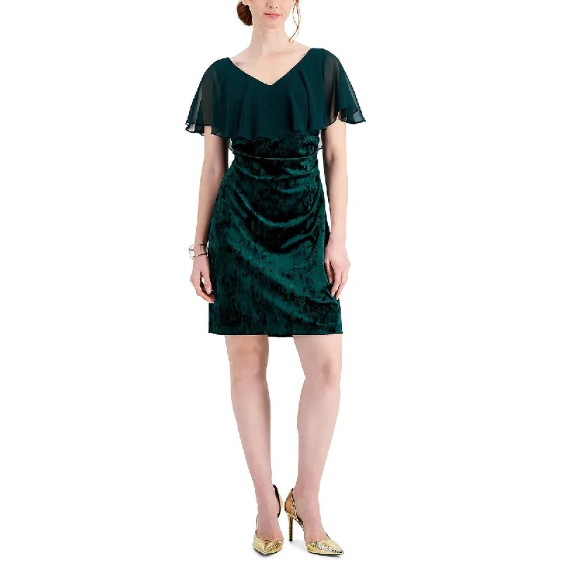 Laced DressConnected Apparel Womens Petites Velvet Mini Cocktail and Party Dress