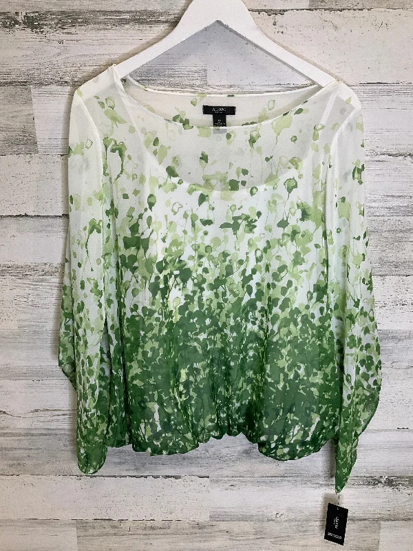 women's tops for those who want to create outfits that reflect their personal style and sense of fashionGreen & White Top 3/4 Sleeve Alfani, Size 1x