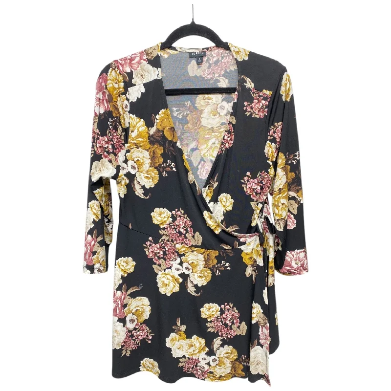 women's tops for those who want to make a bold fashion statement with their choice of topsTop Long Sleeve By Torrid In Floral Print, Size: 1x