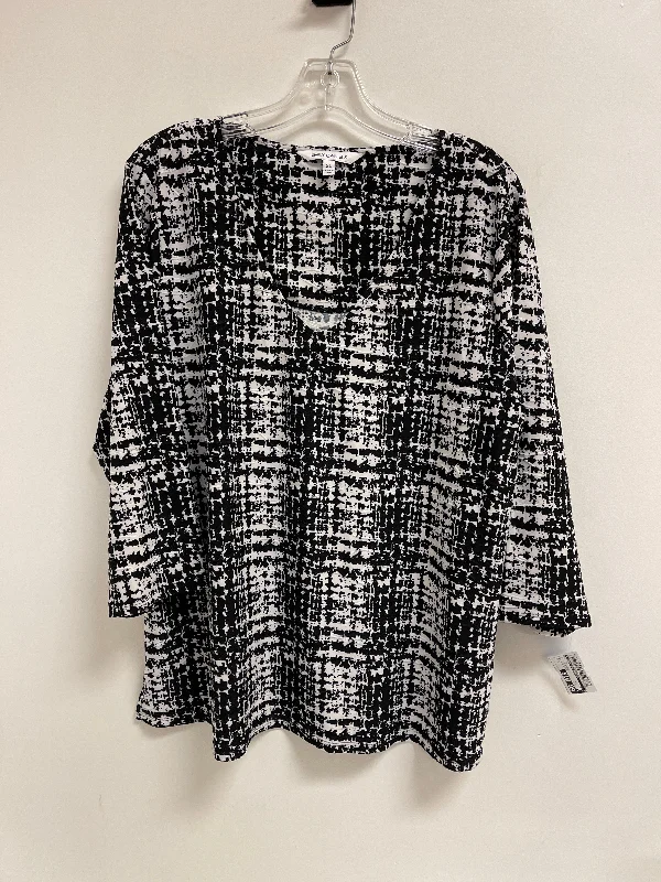 women's tops for date nightsTop Long Sleeve By Clothes Mentor In Black & White, Size: Xl