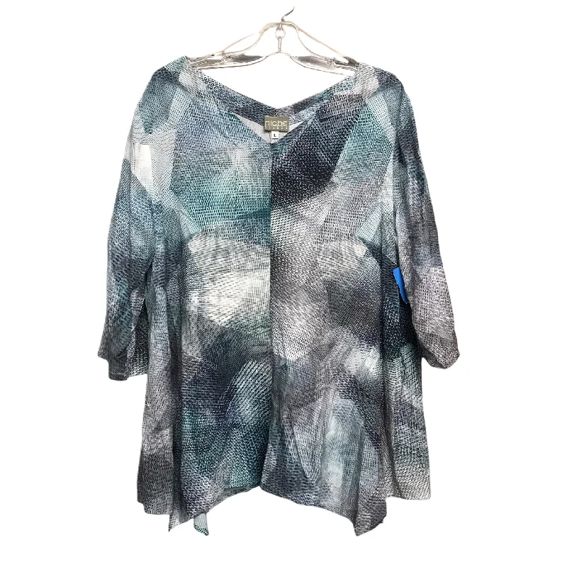 chic women's tops for everyday wearTop Long Sleeve By Niche In Blue & Green, Size: L