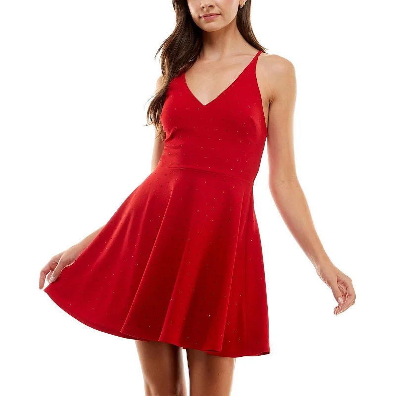 women's high-low dressesCity Studio Womens Juniors Padded Bust Mini Fit & Flare Dress