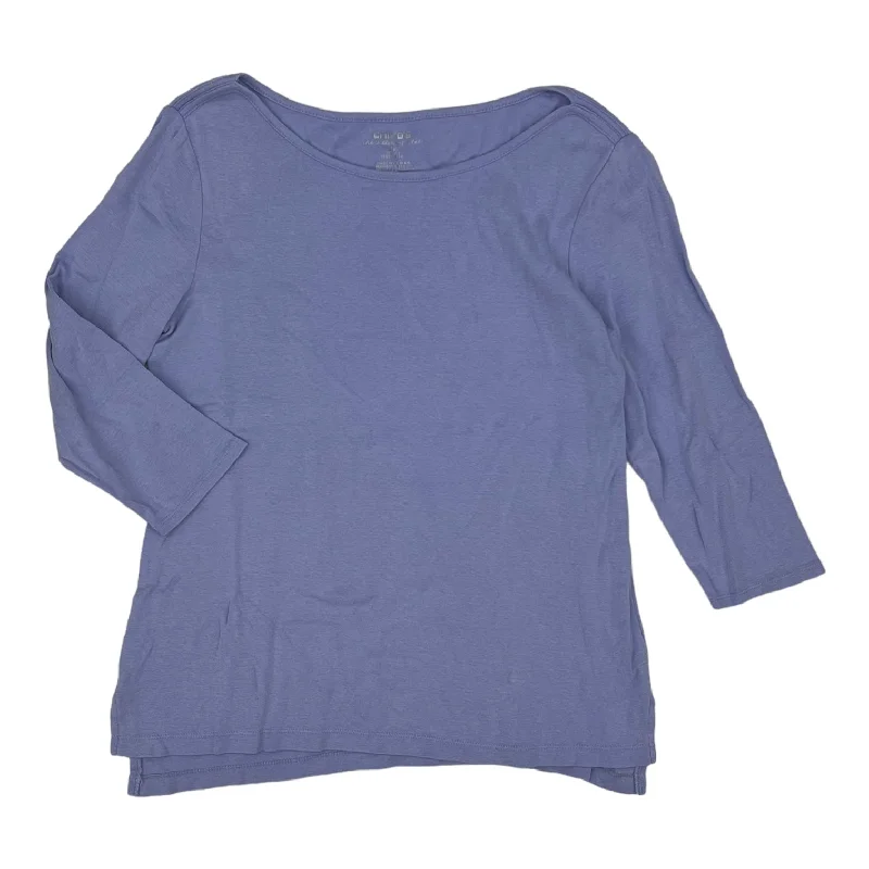 women's tops with spaghetti straps and deep V-necksBLUE TOP 3/4 SLEEVE BASIC by CHICOS Size:M