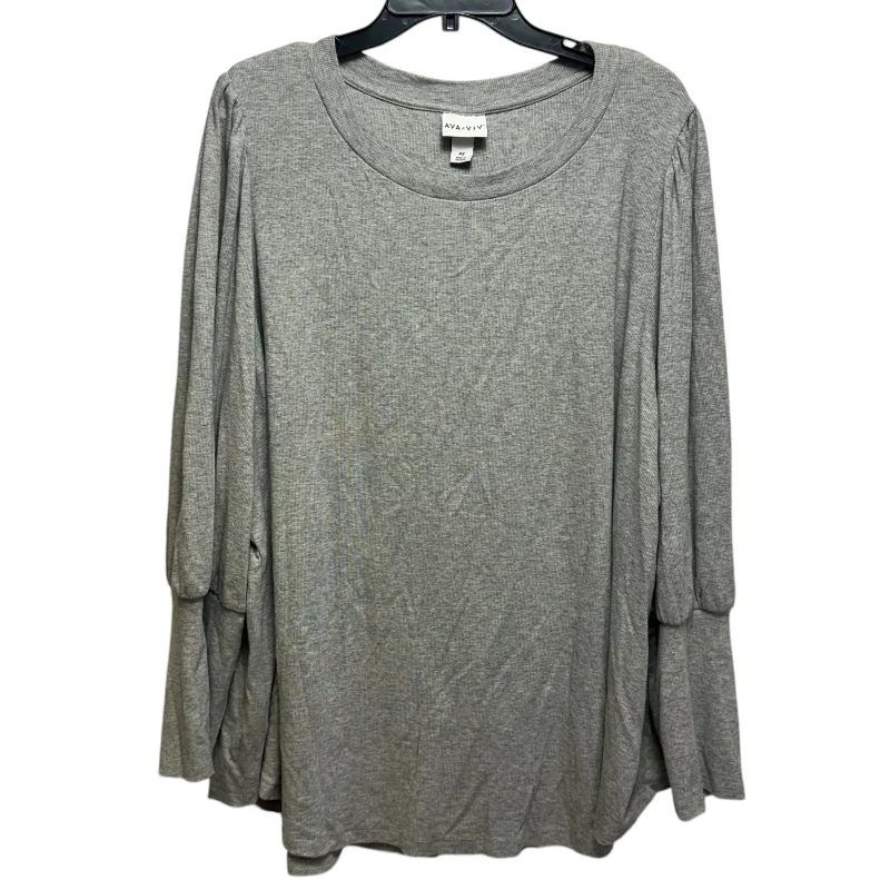 women's tops for business casual attireTop Long Sleeve By Ava & Viv In Grey, Size: 4x