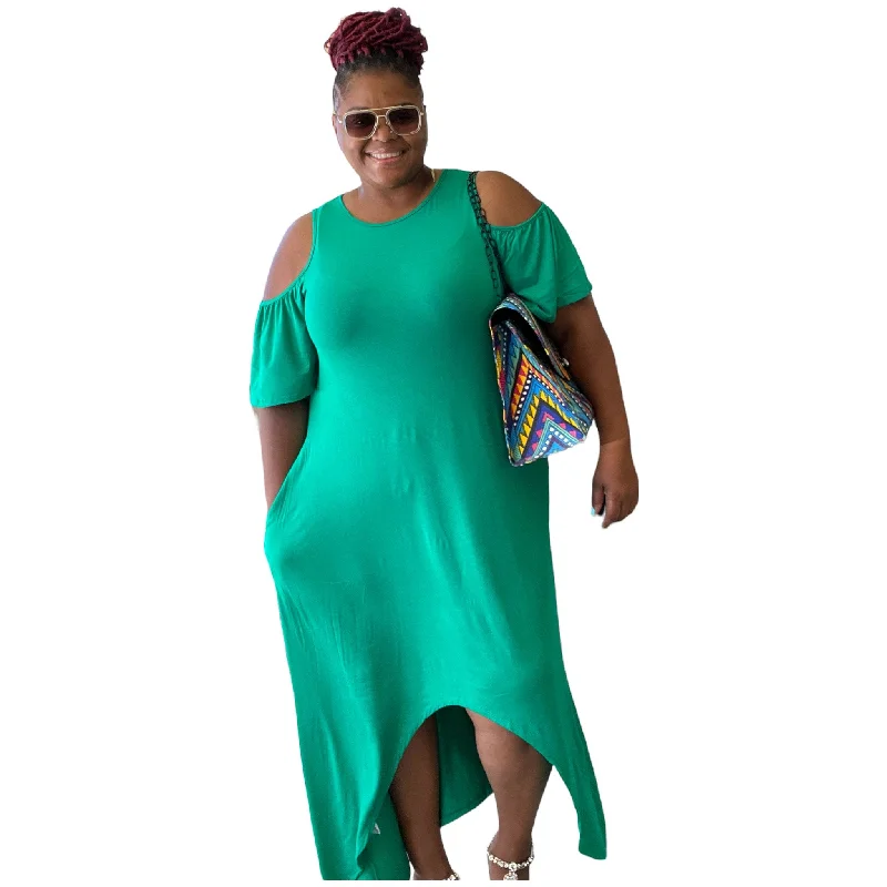 women's ethical fashion dressesWomen's Plus-Size Asymmetric Cut Out Shoulder Maxi Dress