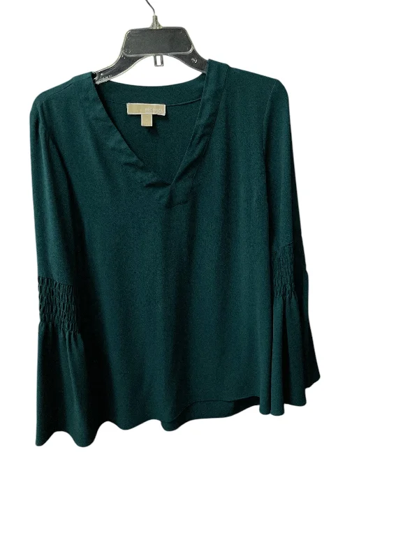 women's tops with floral printsTop Long Sleeve By Michael By Michael Kors In Green, Size: M