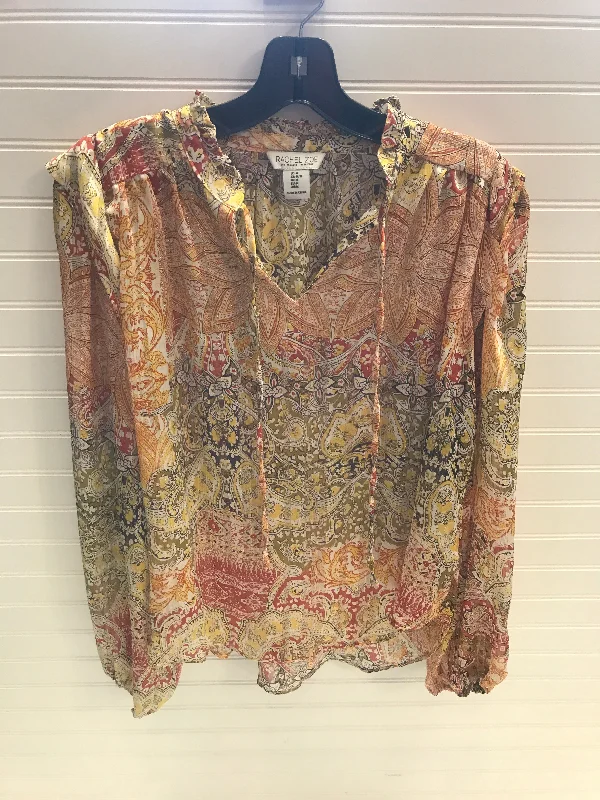 women's tops with floral printsTop Long Sleeve By Rachel Zoe In Multi-colored, Size: M