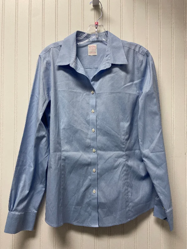 women's tops for cocktail partiesTop Long Sleeve By Brooks Brothers In Blue, Size: Xl