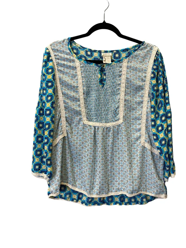 women's tops for maximalist fashion loversGeometric Pattern Top 3/4 Sleeve Matilda Jane, Size L