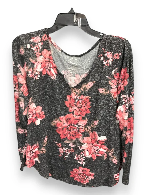 women's tops for those who want to add a bit of flair and personality to their looksTop Long Sleeve By Maurices In Grey & Red, Size: L