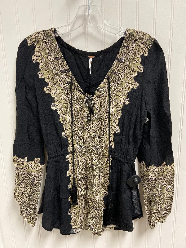 satin women's topsTunic Long Sleeve By Free People In Black, Size: Xs