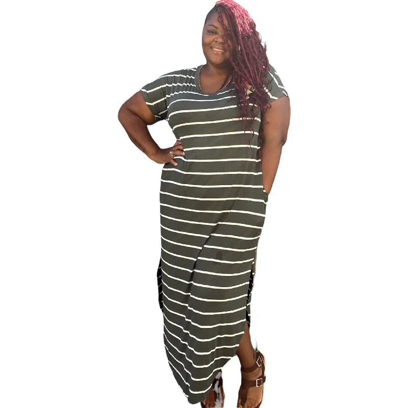 women's versatile dressesThe Mia Striped Round Hem Maxi Dress