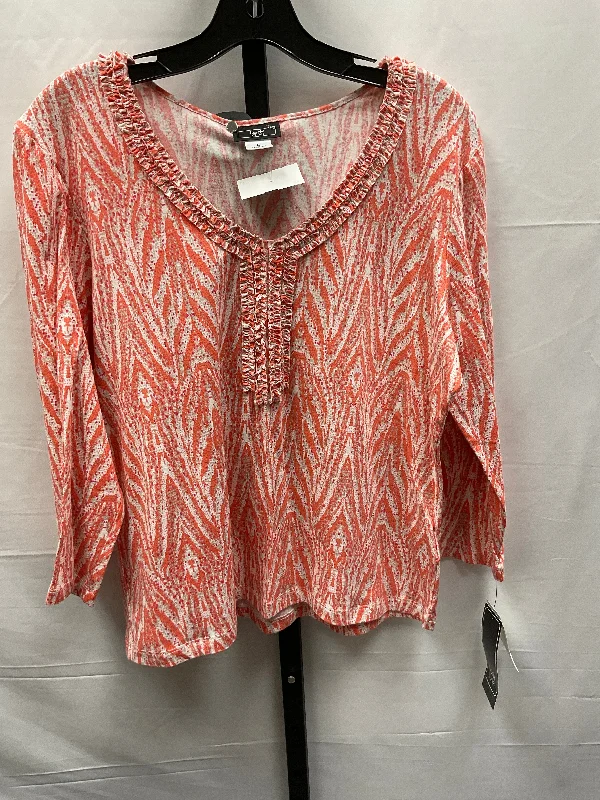 women's tops with cold-shoulder cutsMulti-colored Top 3/4 Sleeve Lark Lane, Size L