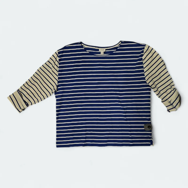 women's tops in solid colorsTop Long Sleeve By J. Crew In Striped Pattern, Size: Xl