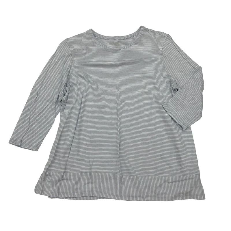 women's tops with lace-up frontsBLUE TOP 3/4 SLEEVE by LANDS END Size:L