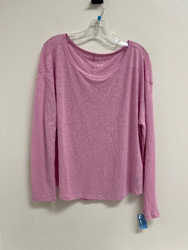 trendy women's topsTop Long Sleeve By Lapis In Pink, Size: L