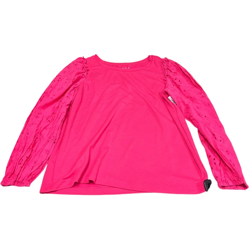 women's tops for those who want to show off their figure in a flattering wayTop Long Sleeve By Loft In Pink, Size: L