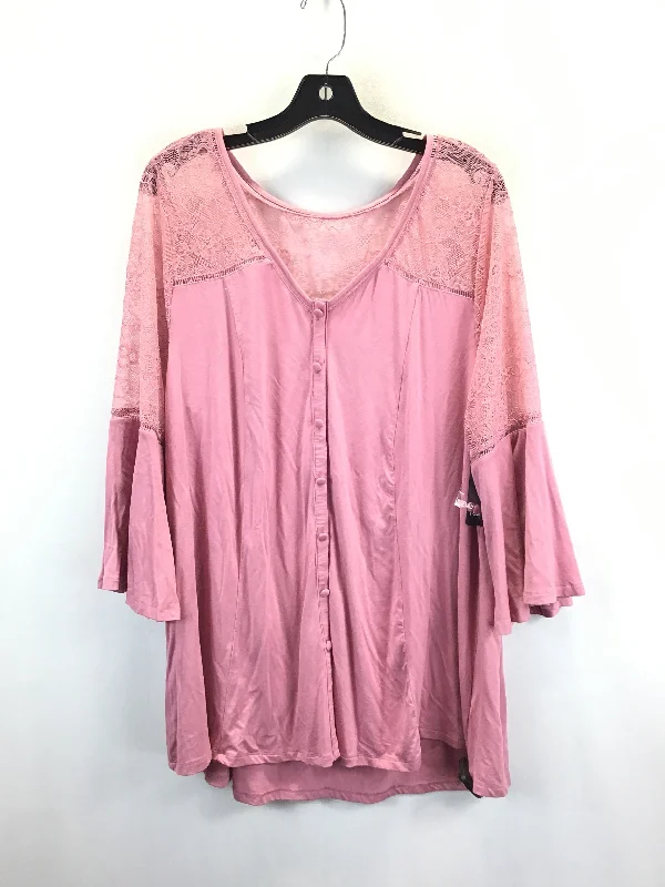 women's tops with unique designsPink Top 3/4 Sleeve Torrid, Size 2x