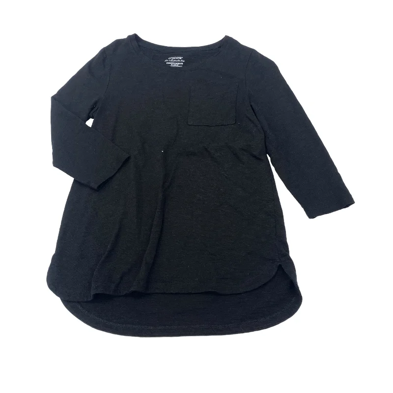 cropped women's topsBLACK TOP 3/4 SLEEVE BASIC by CHICOS Size:XS