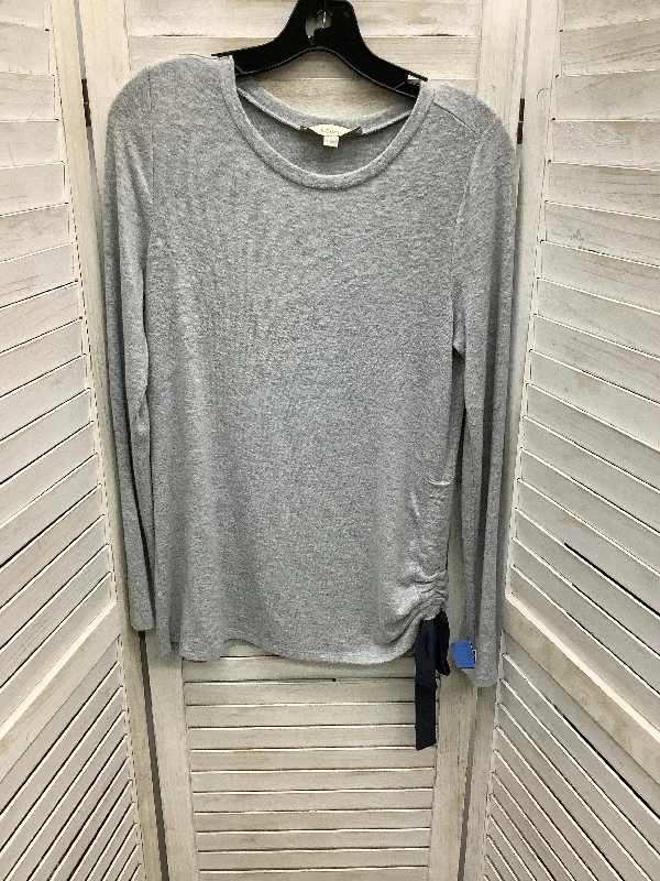 women's tops with sequin embellishmentsTop Long Sleeve By Loft In Grey, Size: S