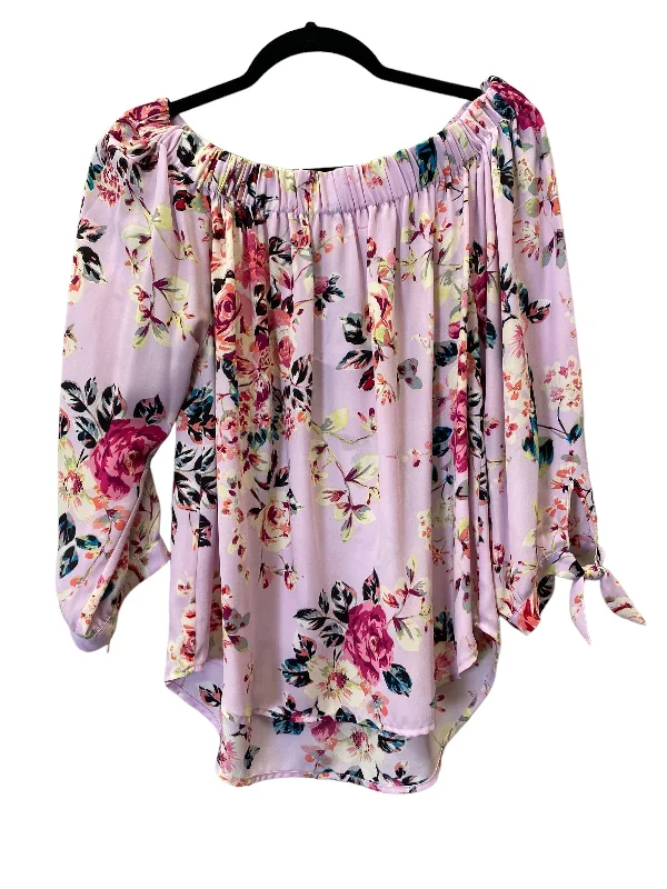 women's tops for summer festivalsFloral Print Top 3/4 Sleeve Express, Size M