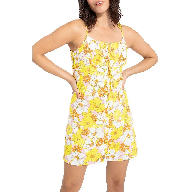 Peplum Hem DressSanctuary Womens Floral Micro-Mini Slip Dress