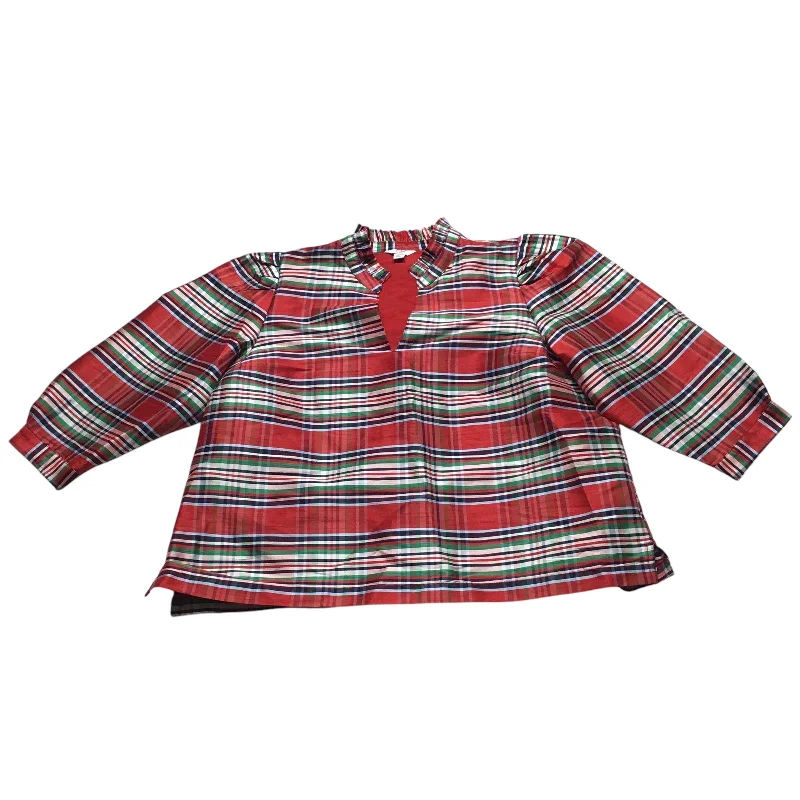 women's tops with beading accentsTop Long Sleeve By Crown And Ivy In Plaid Pattern, Size: Xlp