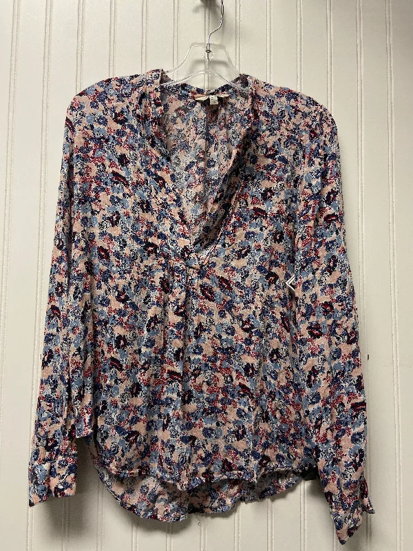 women's tops for smart casual looksTop Long Sleeve By Lucky Brand In Floral Print, Size: L