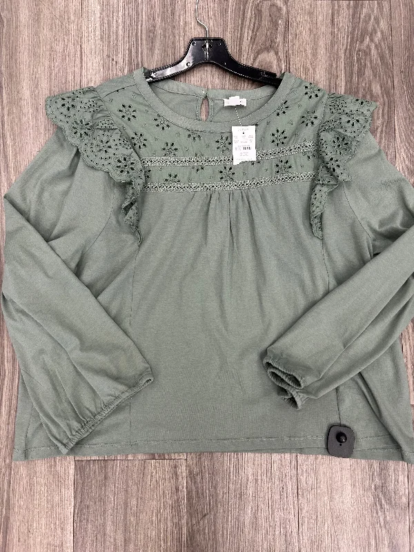 women's tops for everyday eleganceTop Long Sleeve By J Crew O In Sage, Size: 2x