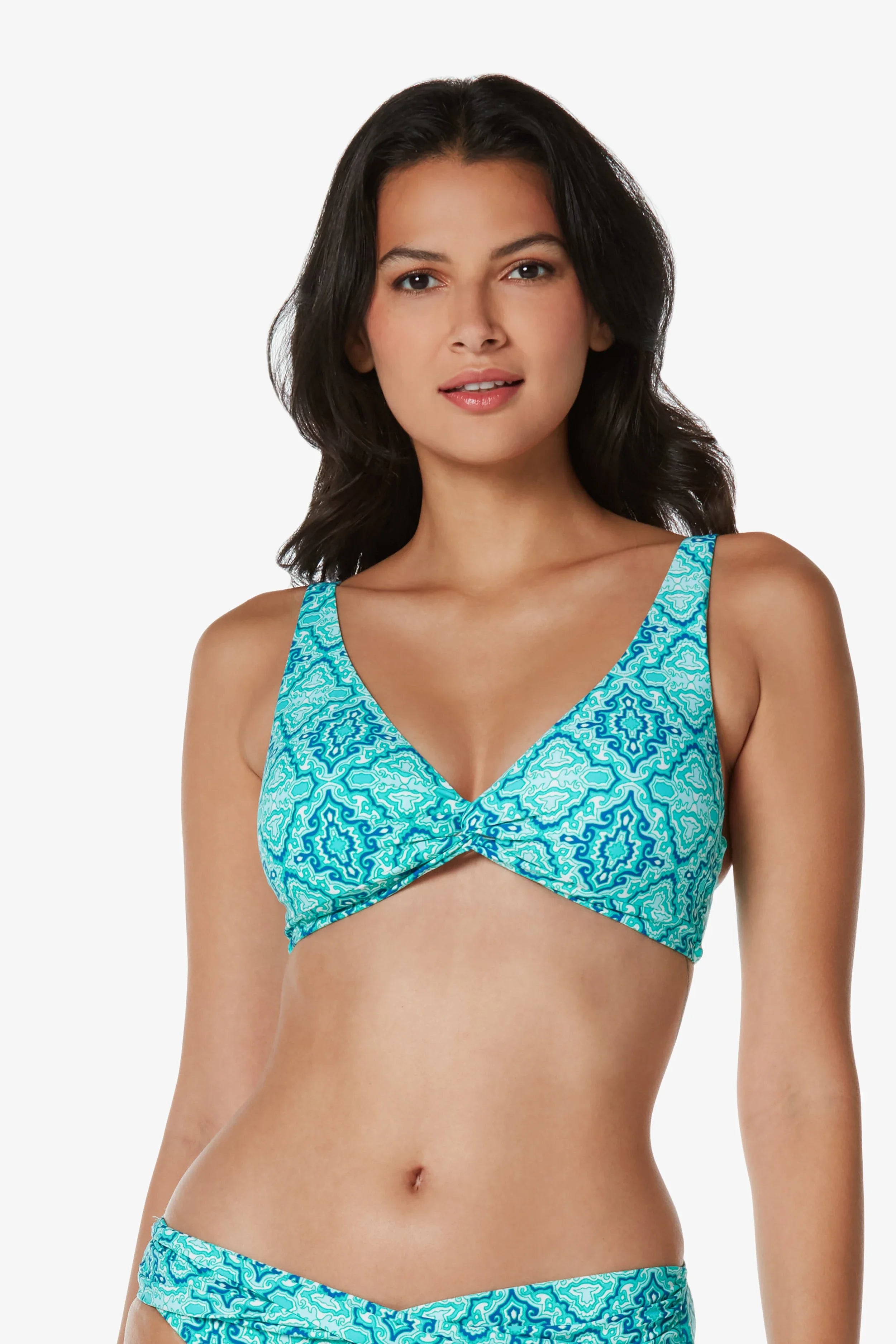 Plus-Size Female SwimwearTwist Front Bralette  |  Marbella Tile