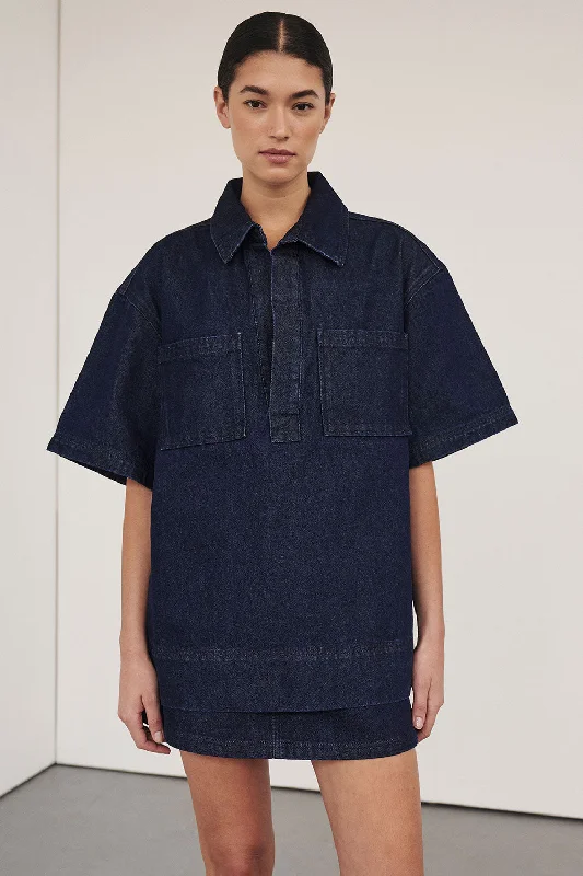 women's tops for those who want to add a touch of sophistication to their casual attireMASON INDIGO BOXY DENIM SHIRT