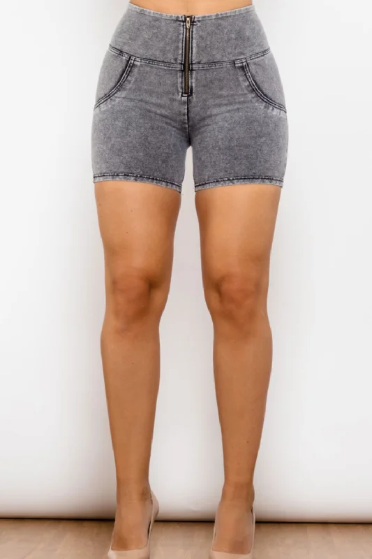 Full Size Zip Closure Denim Shorts