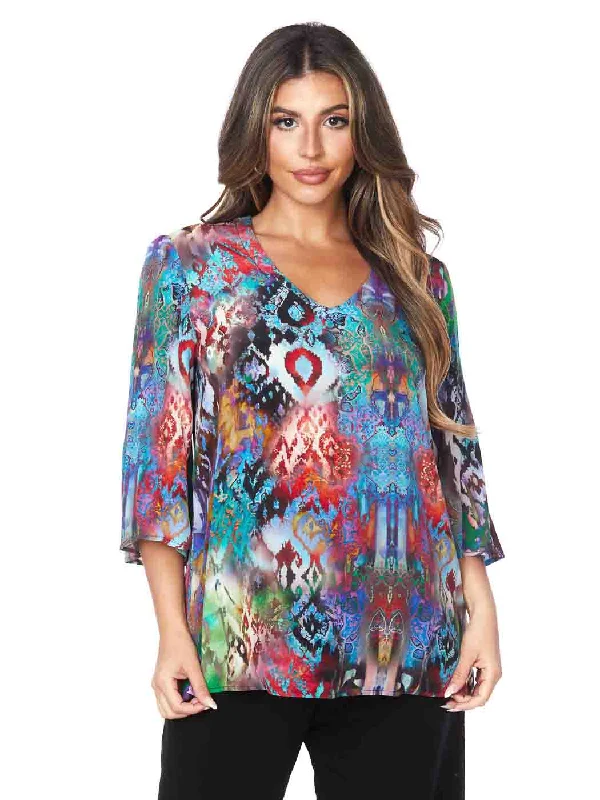 women's tops for those who want to wear pieces that are both functional and fashionableTianello “Majestic” Print Washable Silk "Vanna" Blouse