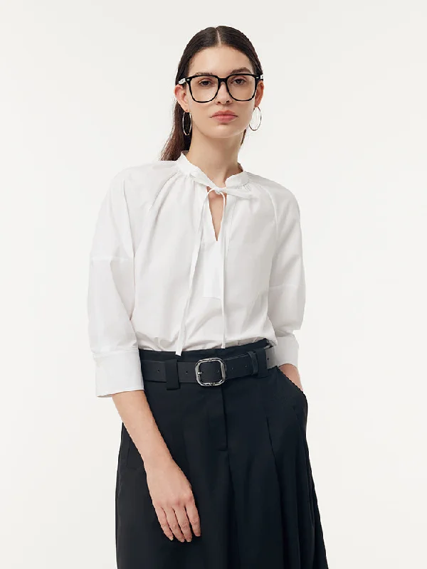 women's tops for gala dinnersCotton Tie Front Women Blouse