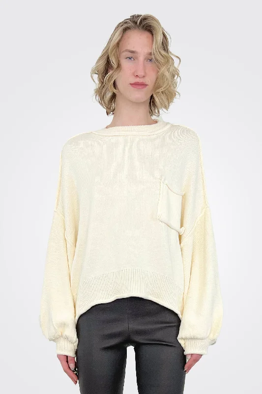 plus-size women's topsBell Sleeved Sweater - Cream