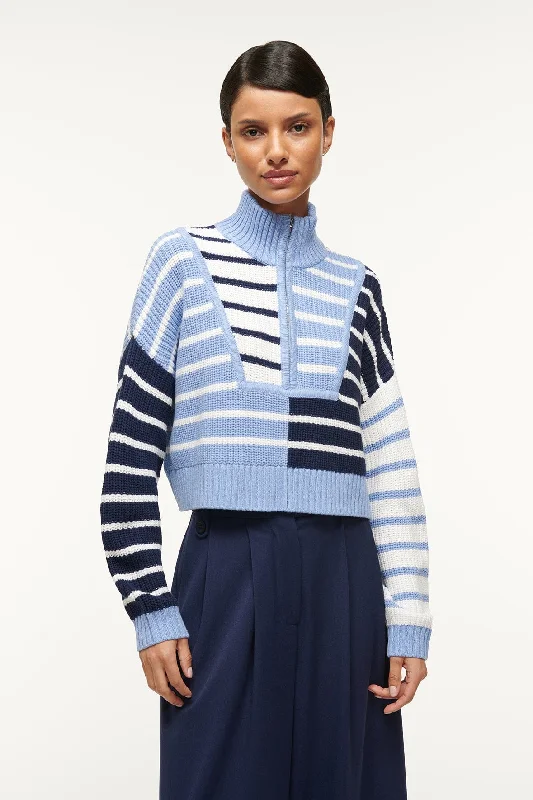 women's tops for evening soireesCropped Hampton Sweater - Adriatic Stripe