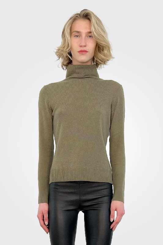 women's tops for fashion-conscious professionalsFold Over Cashmere Turtleneck Sweater - Martini