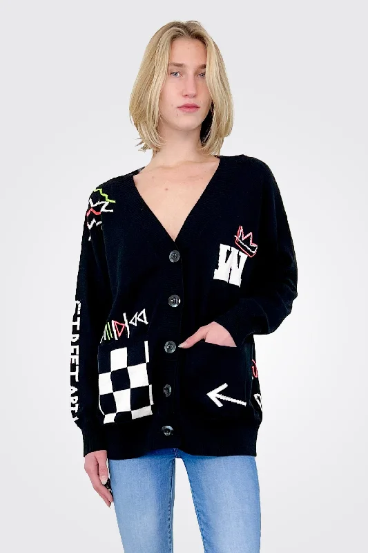 women's tops for those who want to add a pop of color to their outfitsGraffiti Boyfriend Cardi - Coal